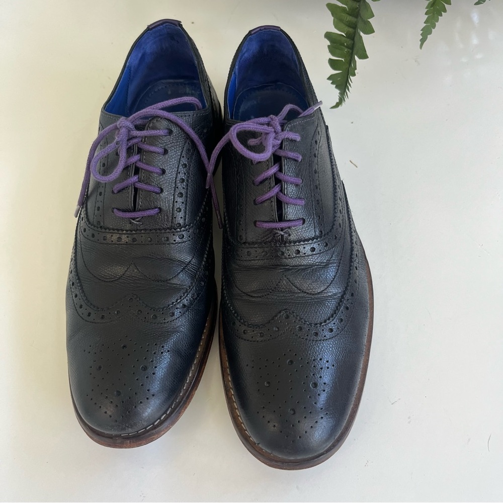 Ted Baker London Guri 7 men’s Sz 11 Black Leather Wingtip dress shoes lace up